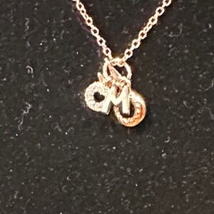 “MOM” Abstract, Rose Gold Tone Pendant Necklace with Rose Gold chain, 925